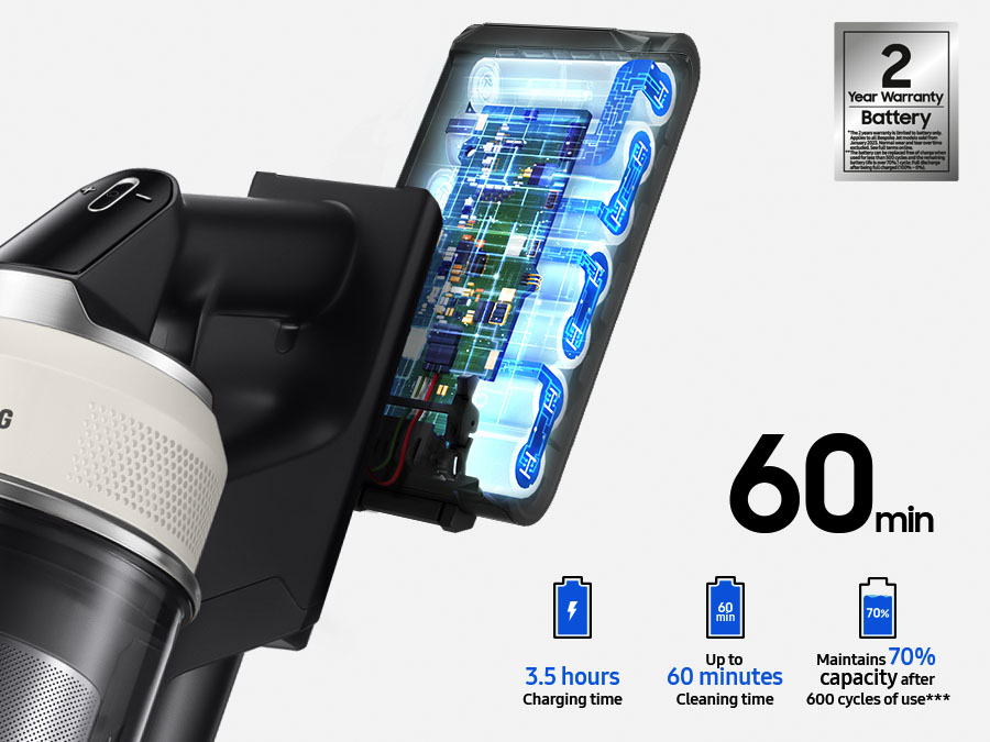 שואב אבק אלחוטי סמסונג עם תחנת עגינה AI Bespoke VS80F28DFP/ML